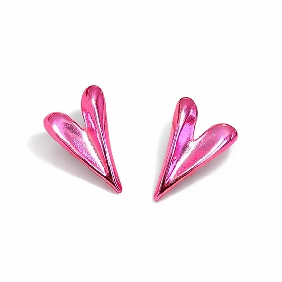 💕 Pink Heart Earrings - Picture 1 of 10